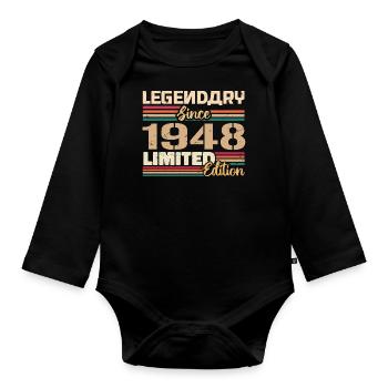 1948 Vintage 1948 Geburtstag geboren im Jahr 1948 - Baby Bio-Langarm-Body - Schwarz - Vorne