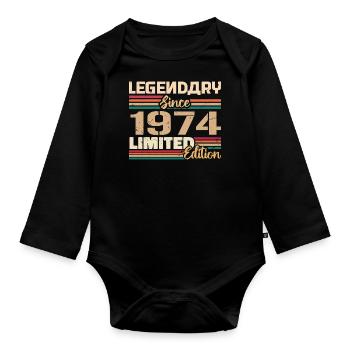 1974 Millésime 1974 Anniversaire Né En 1974 - Body Bébé bio manches longues - noir - Devant