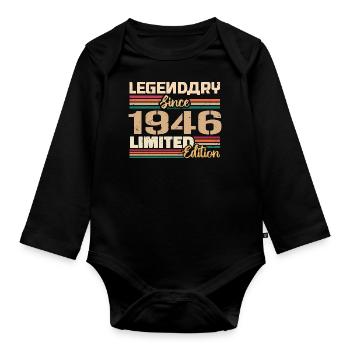 1946 Vintage 1946 Geburtstag geboren im Jahr 1946 - Baby Bio-Langarm-Body - Schwarz - Vorne