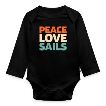 Segeln Segler Segelboot Peace Love - Baby Bio-Langarm-Body - Schwarz - Vorne