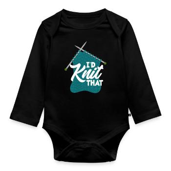 Funny Knitting Knitting Needle Gift - Organic Longsleeve Baby Bodysuit - black - Front