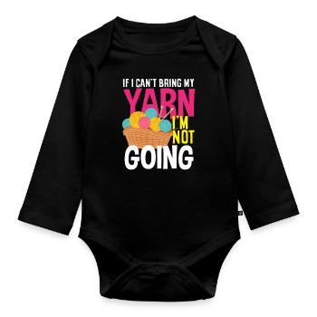 Lustiges Stricken Stricknadel Geschenk - Baby Bio-Langarm-Body - Schwarz - Vorne