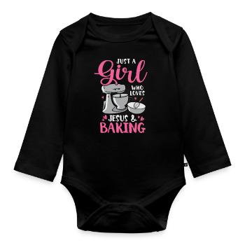 Baker Bakery Bakery Baking Gift - Organic Longsleeve Baby Bodysuit - black - Front