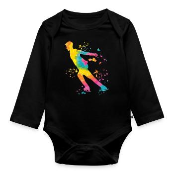 Eiskunstläufer Schlittschuhlaufen Eiskunstlauf - Baby Bio-Langarm-Body - Schwarz - Vorne
