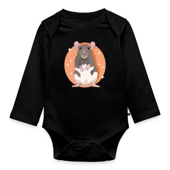 Rats, Rat Lover, Rat Owner, Gift - Organic Longsleeve Baby Bodysuit - black - Front