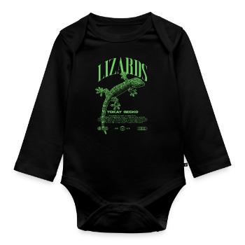 Tokay Gecko Gardien de reptiles moderne Streetwear - Body Bébé bio manches longues - noir - Devant