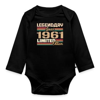 1961 Millésime 1961 Anniversaire Né En 1961 - Body Bébé bio manches longues - noir - Devant
