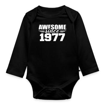 Born in 1977 Vintage Retro Anniversary Gift 1977 - Organic Longsleeve Baby Bodysuit - black - Front