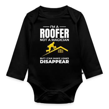 Roofer Roofing Roof Repair Mechanic Contractor - Organic Longsleeve Baby Bodysuit - black - Front