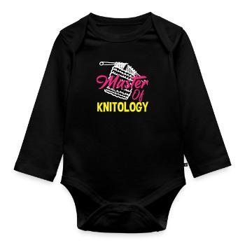 Lustiges Stricken Stricknadel Geschenk - Baby Bio-Langarm-Body - Schwarz - Vorne
