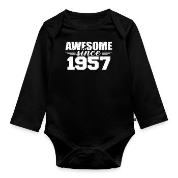 Né en 1957 Vintage Cadeau Anniversaire Rétro 1957 - Body Bébé bio manches longues - noir - Devant