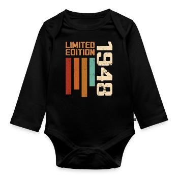 Vintage 1948 Retro 1948 Birthday Gift - Organic Longsleeve Baby Bodysuit - black - Front