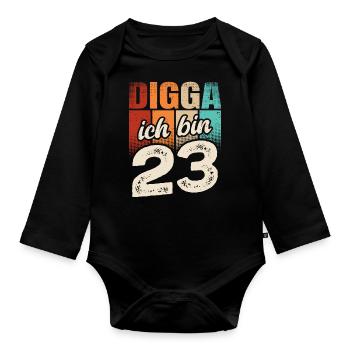 Digga Ich Bin 23 Jahre 23. Geburtstag - Baby Bio-Langarm-Body - Schwarz - Vorne
