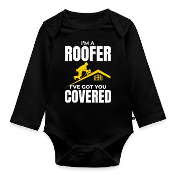 Roofer Roofing Roof Repair Mechanic Contractor - Organic Longsleeve Baby Bodysuit - black - Front
