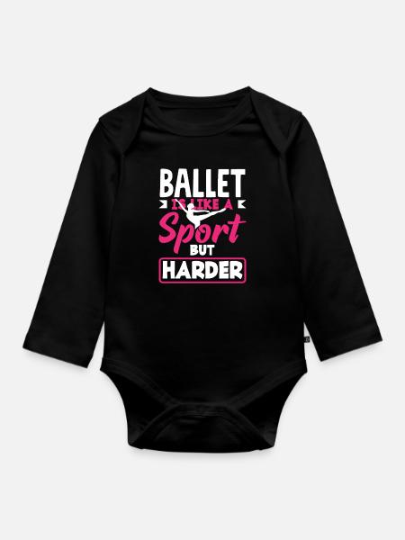 Cute Ballerina Ballet Dancer Gift - Organic Longsleeve Baby Bodysuit - black