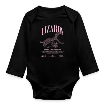 Green Tree Monitor Streetwear Lizard Keeper - Organic Longsleeve Baby Bodysuit - black - Front