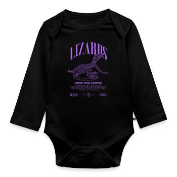 Green Tree Monitor Streetwear Lizard Keeper - Organic Longsleeve Baby Bodysuit - black - Front
