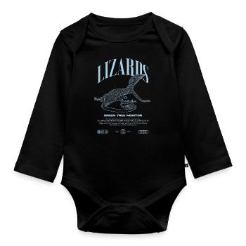 Green Tree Monitor Streetwear Lizard Keeper - Organic Longsleeve Baby Bodysuit - black - Front
