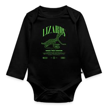 Green Tree Monitor Streetwear Lizard Keeper - Organic Longsleeve Baby Bodysuit - black - Front