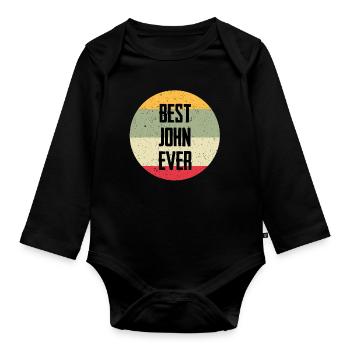 Best John Ever - Organic Longsleeve Baby Bodysuit - black - Front