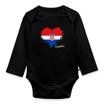 Croatia Hrvatska Kroatien - Baby Bio-Langarm-Body - Schwarz - Vorne