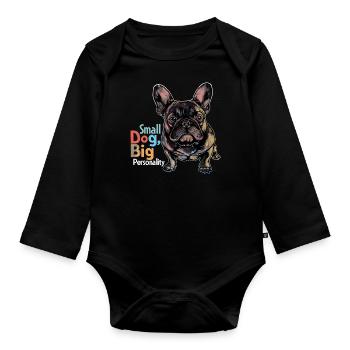 Bouledogue français mignon - Body Bébé bio manches longues - noir - Devant