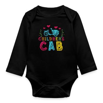 Cargo Kindertaxi Retro Cargo Fahrrad Cargobike - Baby Bio-Langarm-Body - Schwarz - Vorne