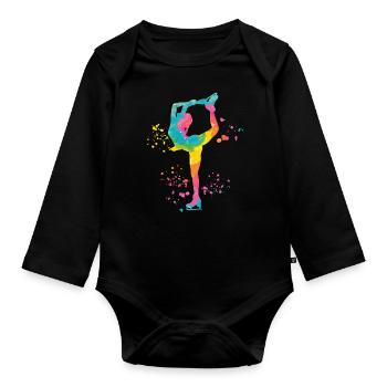 Eiskunstläufer Schlittschuhlaufen Eiskunstlauf - Baby Bio-Langarm-Body - Schwarz - Vorne