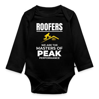 Roofer Roofing Roof Repair Mechanic Contractor - Organic Longsleeve Baby Bodysuit - black - Front