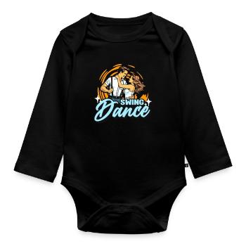 Swing Dance Lindy Hop Couple Dancing Swing Dancer - Organic Longsleeve Baby Bodysuit - black - Front