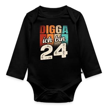 Digga Ich Bin 24 Jahre 24. Geburtstag - Baby Bio-Langarm-Body - Schwarz - Vorne
