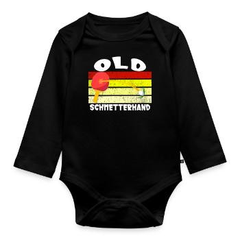 Old Butterfly Hand Table Tennis Design - Organic Longsleeve Baby Bodysuit - black - Front