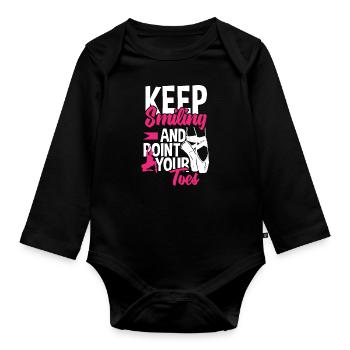 Süßes Ballerina Ballettänzerin Geschenk - Baby Bio-Langarm-Body - Schwarz - Vorne