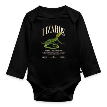 Green Tree Monitor Streetwear Lizard Keeper - Organic Longsleeve Baby Bodysuit - black - Front