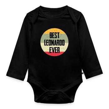 Best Leonardo Ever - Baby Bio-Langarm-Body - Schwarz - Vorne