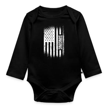 Singer Us Flag Singing - Baby Bio-Langarm-Body - Schwarz - Vorne