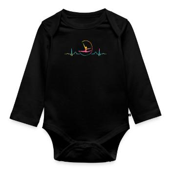 Gymnaste avec bande de gymnastique rythmique - Body Bébé bio manches longues - noir - Devant