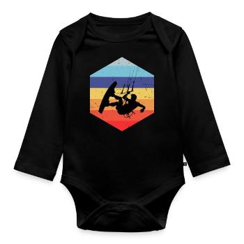 Kiting Kite Women Men Kitesurfing Kitesurfing - Organic Longsleeve Baby Bodysuit - black - Front