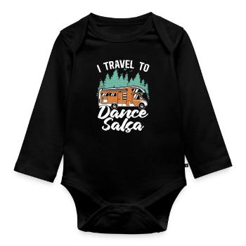 Salsa Dance I Travel To Dance Salsa Mambo Music - Organic Longsleeve Baby Bodysuit - black - Front