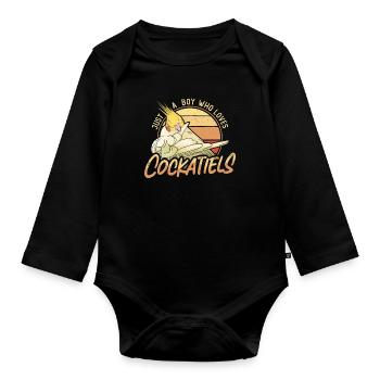 Calopsitte Juste Un Garçon Qui Aime Oiseau D’ornement - Body Bébé bio manches longues - noir - Devant