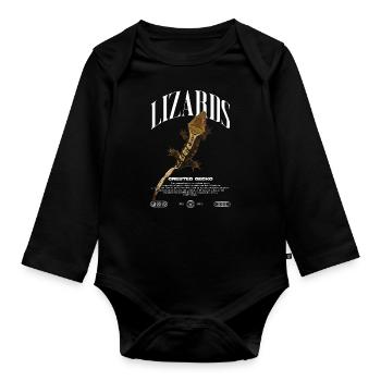Gecko à crête Streetwear gardien de lézard - Body Bébé bio manches longues - noir - Devant