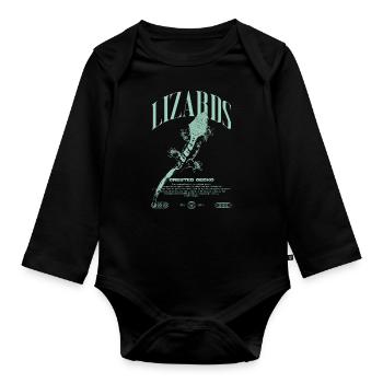 Gecko à crête Streetwear gardien de lézard - Body Bébé bio manches longues - noir - Devant