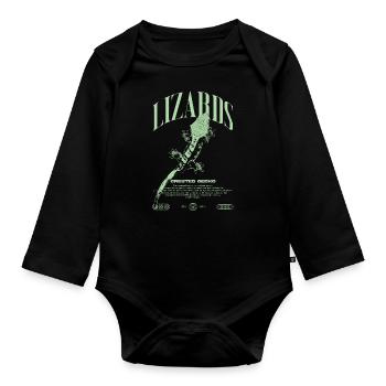 Gecko à crête Streetwear gardien de lézard - Body Bébé bio manches longues - noir - Devant