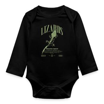 Gecko à crête Streetwear gardien de lézard - Body Bébé bio manches longues - noir - Devant