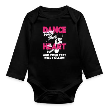 Süßes Ballerina Ballettänzerin Geschenk - Baby Bio-Langarm-Body - Schwarz - Vorne