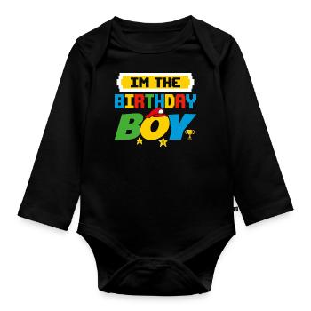 Im The Birthday Boy Game Gaming Family Matching - Body Bébé bio manches longues - noir - Devant