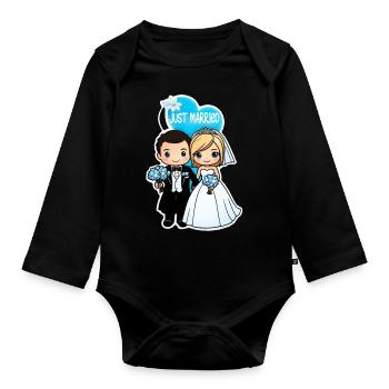 just married - pour mariage - Body Bébé bio manches longues - noir - Devant