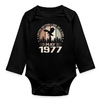Incomparable since May 1977, 47th Anniversary - Organic Longsleeve Baby Bodysuit - black - Front