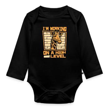 Ich arbeite an einer hochrangigen afrikanischen Giraffidae - Baby Bio-Langarm-Body - Schwarz - Vorne