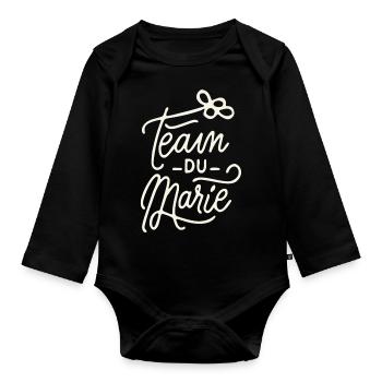 Team des Bräutigams - Baby Bio-Langarm-Body - Schwarz - Vorne